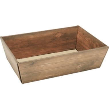 Cesto per confezioni regalo, quadrangolare, effetto legno, dimensioni interne 385 x 255 x 110 mm, a partire da 50 pz.