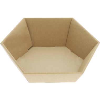 Cesto per confezioni regalo, esagonale, dimensioni interne 340 x 345 mm, altezza variabile 67 – 120 mm, a partire da 80 pz.