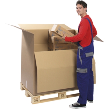 ratioform Contenitore per pallet con sportello di carico, marrone, dimensioni interne 1185 x 780 x 1070 mm, a onda doppia 2