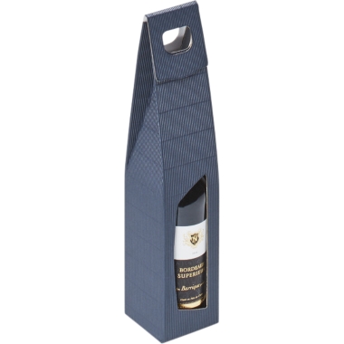 Confezione regalo per bottiglie con maniglia, lungh. x largh. x alt. interne 90 x 90 x 365 mm, blu, a partire da 50 pz.