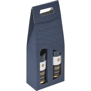 Confezione regalo per bottiglie con maniglia, lungh. x largh. x alt. interne 180 x 90 x 365 mm, blu, a partire da 80 pz.