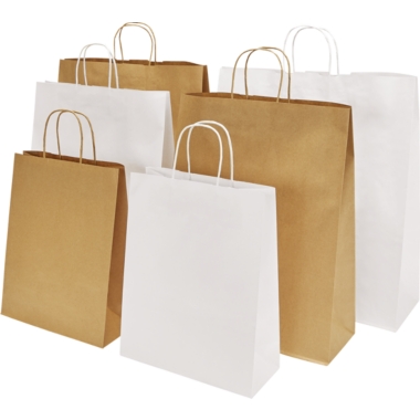 Sacchetto in carta Toptwist, classici, marrone, lungh. x largh. x alt. 320 x 140 x 420 mm, conf. da 150 pz., a partire da 10 conf. 2