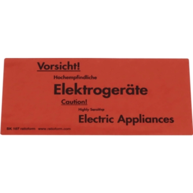 ratioform Etichette segnaletiche, stampa Caution! Highly Sensitive Electric Appliances, conf. da 1000 pz., lungh. x largh. 145 x 70 mm, a partire da 10 conf.