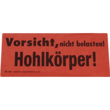 ratioform Etichette segnaletiche, stampa Vorsicht Hohlkörper, conf. da 1000 pz., lungh. x largh. 145 x 70 mm, a partire da 10 conf.