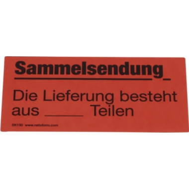 ratioform Etichette segnaletiche, stampa Sammelsendung, conf. da 1000 pz., lungh. x largh. 145 x 70 mm, a partire da 10 conf.