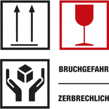 ratioform Etichette segnaletiche, stampa Bruchgefahr/Zerbrechlich, conf. da 1000 pz., lungh. x largh. 100 x 100 mm, a partire da 10 conf.