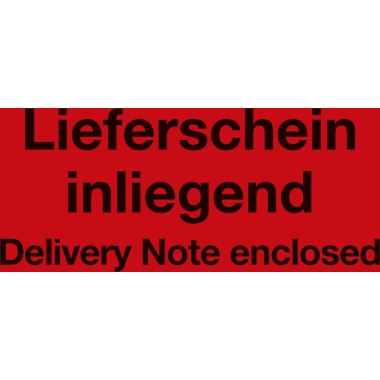 ratioform Etichette segnaletiche, stampa Delivery note enclosed, conf. da 1000 pz., lungh. x largh. 80 x 40 mm, a partire da 10 conf.