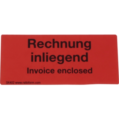 ratioform Etichette segnaletiche, stampa Invoice enclosed, conf. da 1000 pz., lungh. x largh. 80 x 40 mm, a partire da 10 conf.