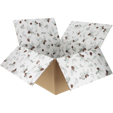 ratioform Scatola pieghevole in cartone ondulato con stampa interna Christmas, marrone, conf. da 20 pz., lungh. x largh. x alt. 350 x 315 x 170 mm, a partire da 5 conf.
