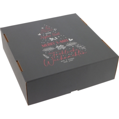 ratioform Scatola con coperchio a cappuccio International Christmas Tree, conf. da 25 pz., dimensioni interne 300 x 300 x 100 mm, antracite, a partire da 5 conf.