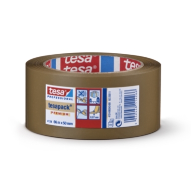 tesa Nastro da imballaggio in PVC, tesapack® 4124 Premium, conf. da 6 rotoli, marrone, larghezza nastro 50 mm, a partire da 18 conf. 2