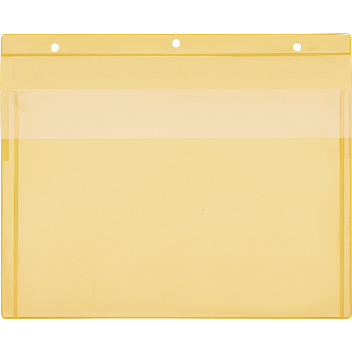 Etiketzakken met perforatie voor ophangen, liggend formaat A4, met beschermklep, geel, VE = 50 stuks, vanaf 2 VE-5