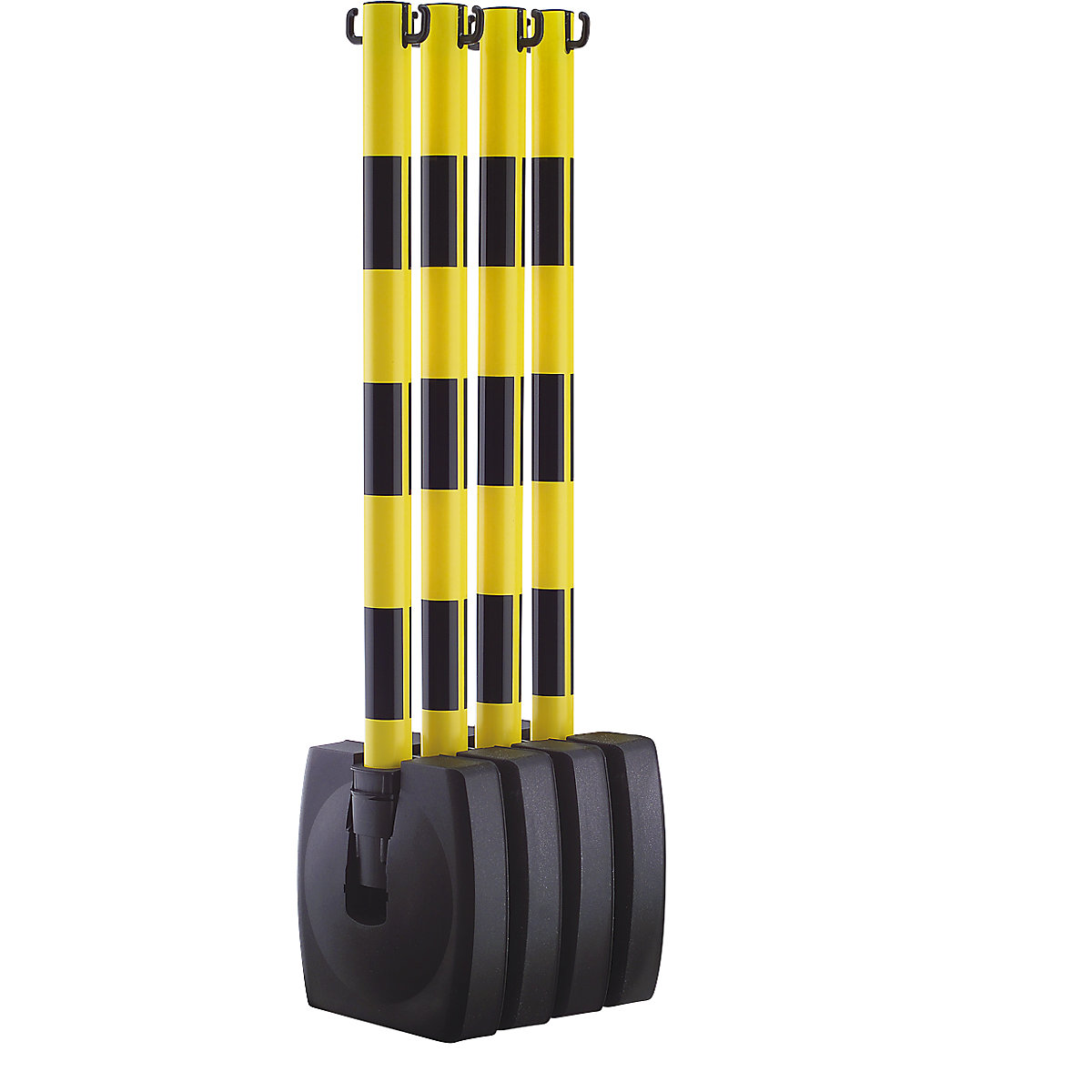 Set waarschuwingsstandaards met ketting, inklapbaar, paalhoogte 900 mm, geel / zwart
