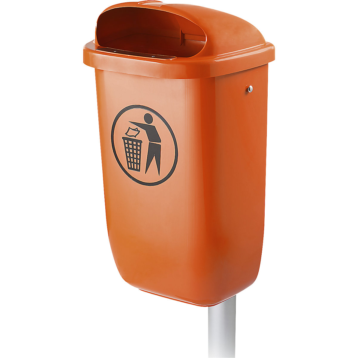 Abfallbehälter aus Kunststoff, mit Pfosten, Volumen 50 l, orange-3