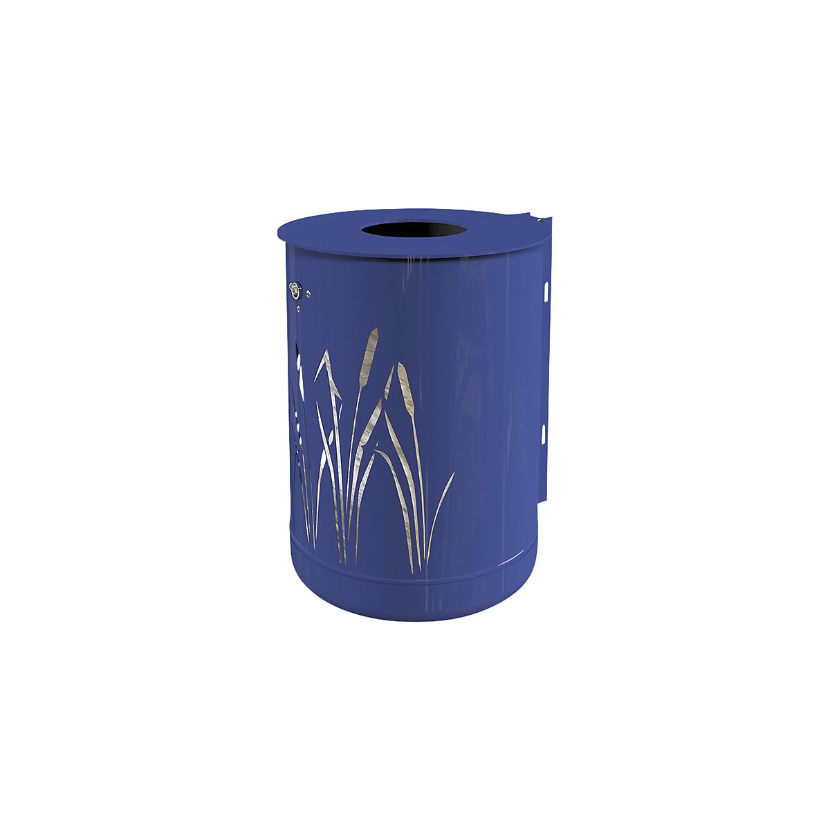 Außen-Abfallbehälter 50 l, zur Wand- und Pfostenbefestigung, kobaltblau