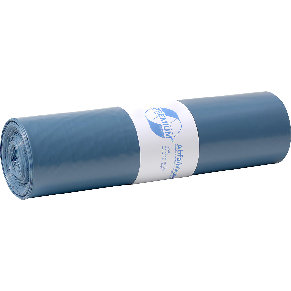 Standard-Abfallsäcke, LDPE, 120 l, VE 250 Stk, BxH 700 x 1100 mm, Materialstärke 60 µm, blau