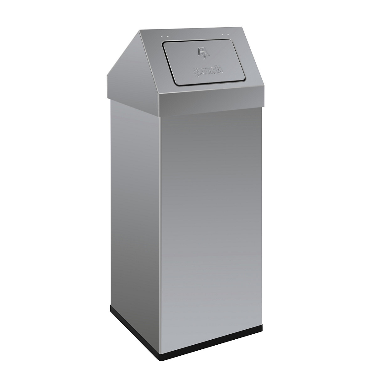 Abfallbehälter mit Push-Deckel, Volumen 110 l, BxHxT 390 x 1000 x 390 mm, Edelstahl