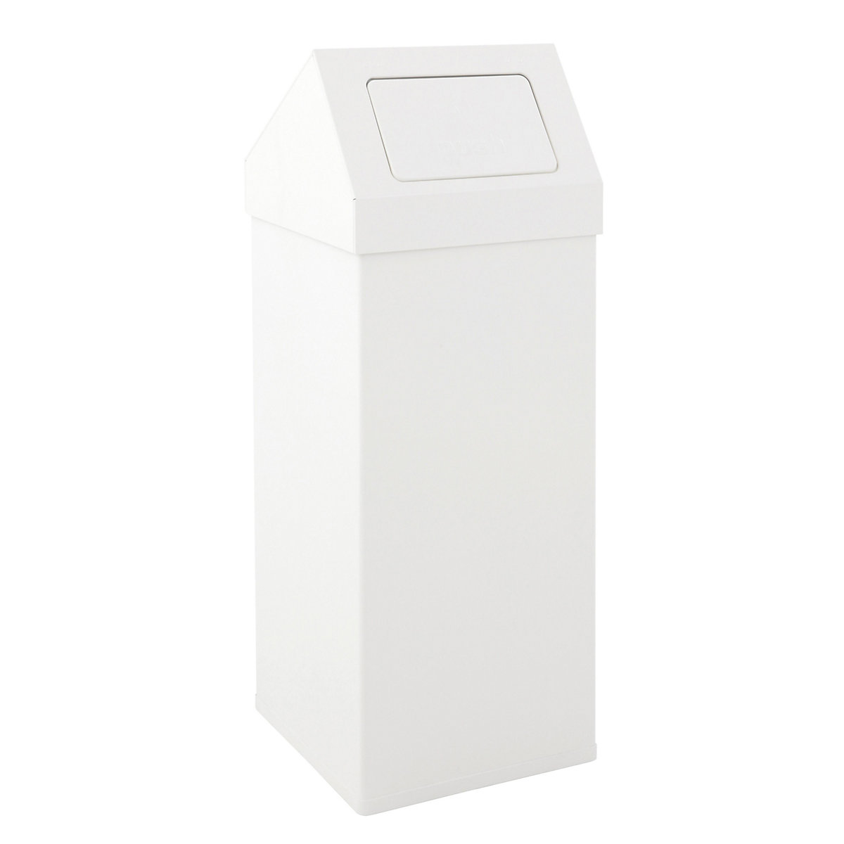 Abfallbehälter mit Push-Deckel, Volumen 110 l, BxHxT 390 x 1000 x 390 mm, Aluminium, weiß