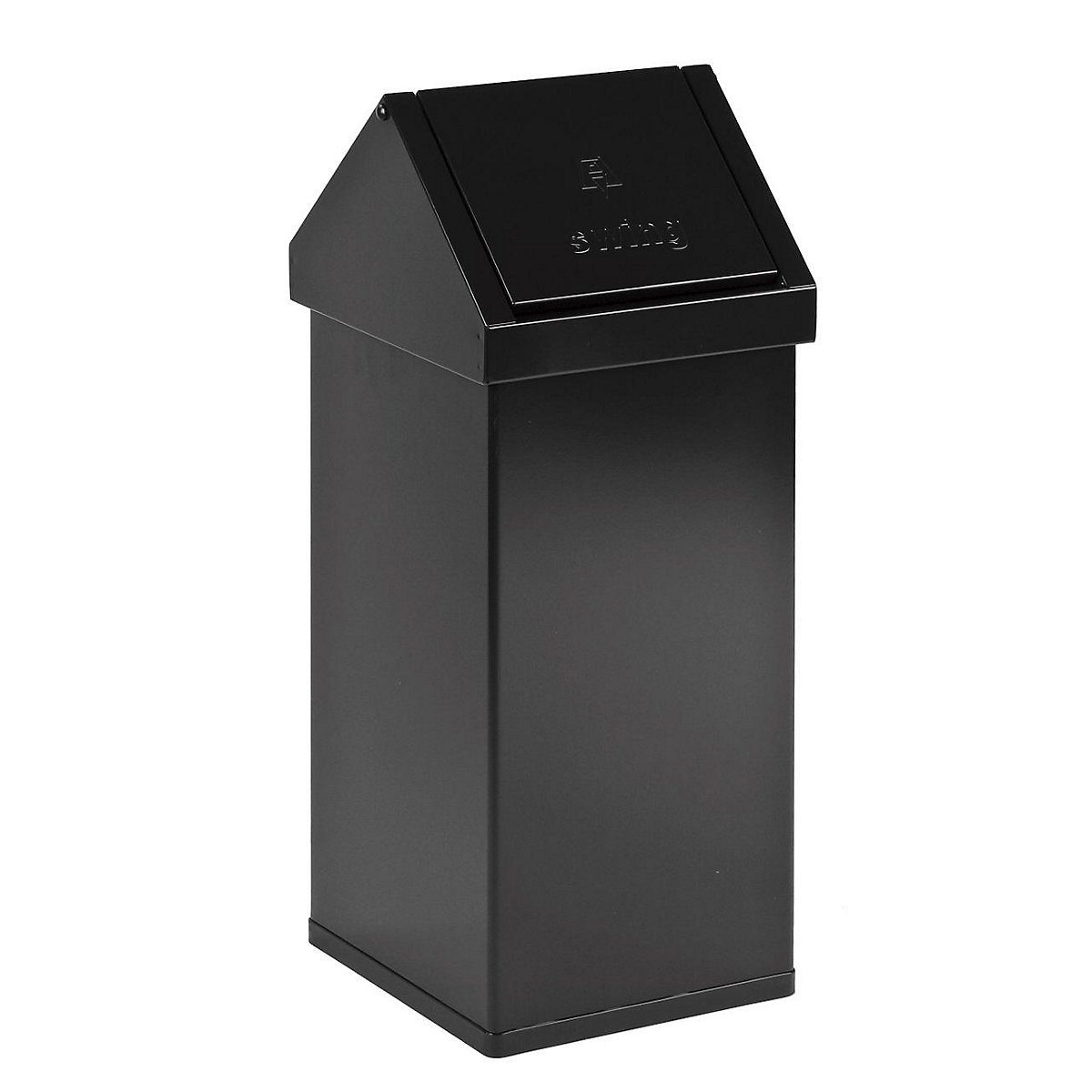 Abfallbehälter mit Schwingdeckel, Volumen 55 l, BxHxT 300 x 770 x 300 mm, Aluminium, schwarz-2