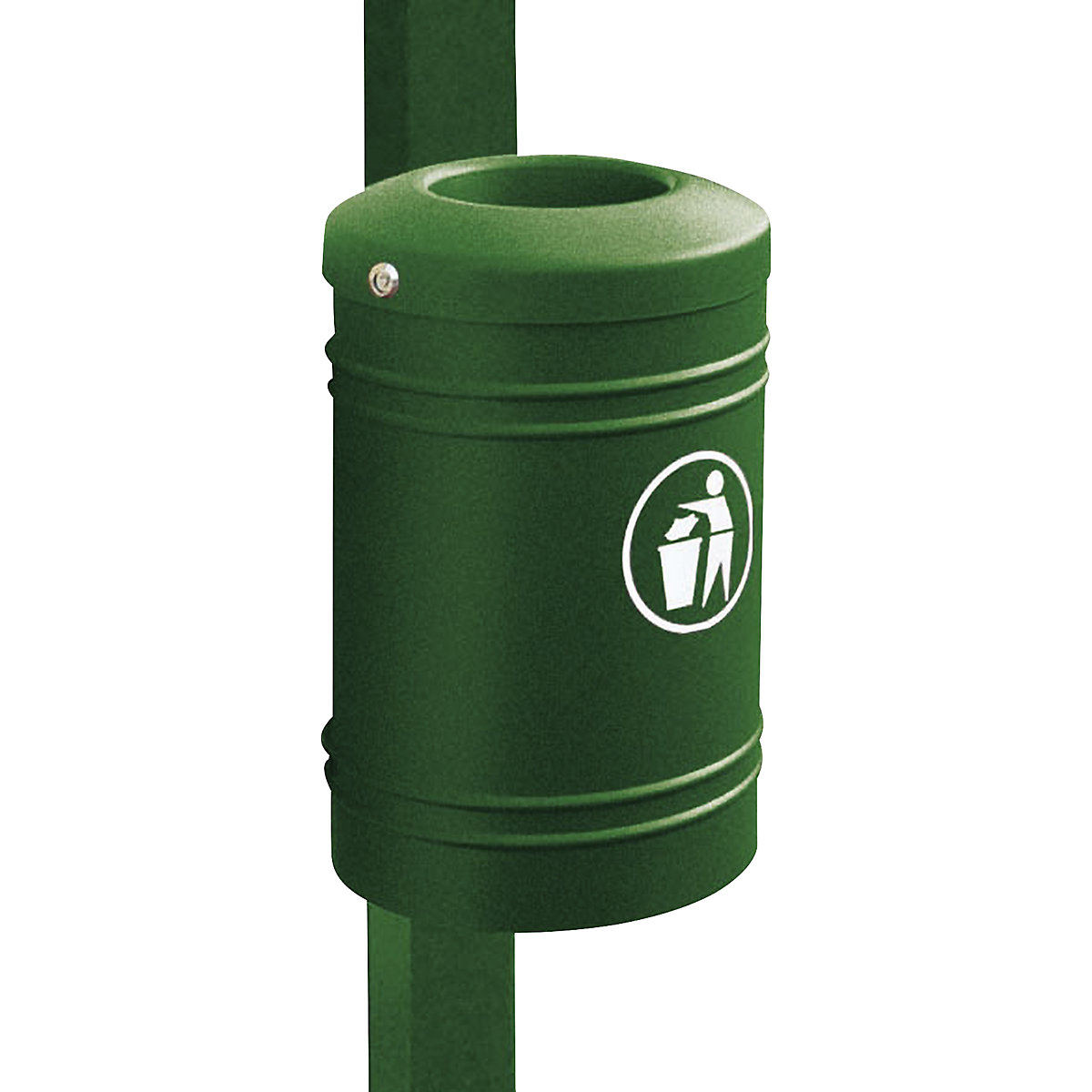 PROCITY Außen-Abfallbehälter ESTEREL, Volumen 40 l für Rechteck-Pfosten 80 x 80 mm, grün