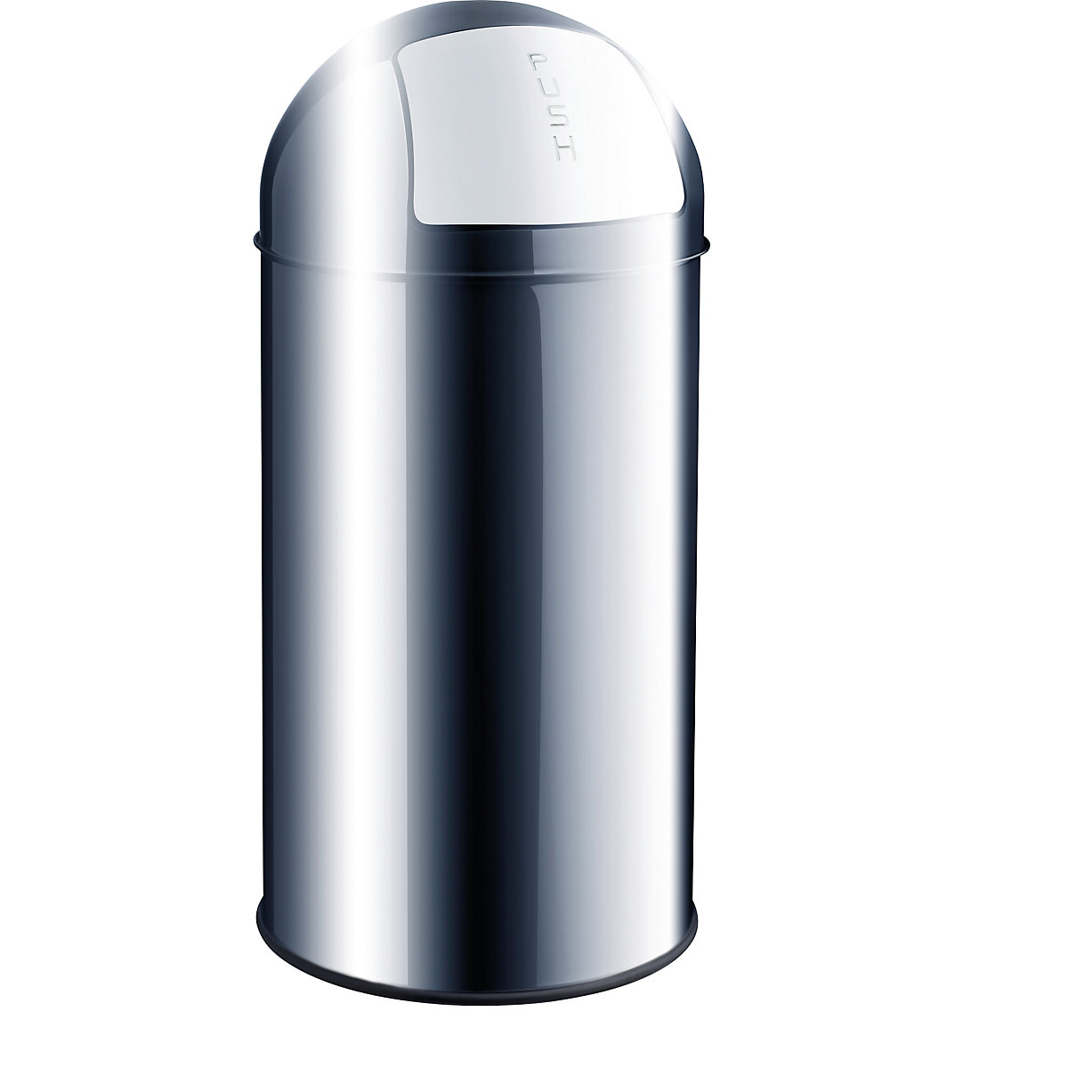 helit Push-Abfallbehälter aus Stahl, Volumen 30 l, HxØ 650 x 300 mm, Edelstahl