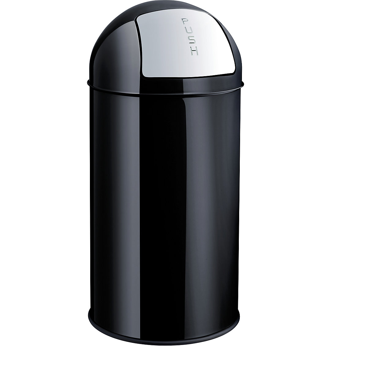 Push-Abfallbehälter aus Stahl helit, Volumen 30 l, HxØ 650 x 300 mm, schwarz-3