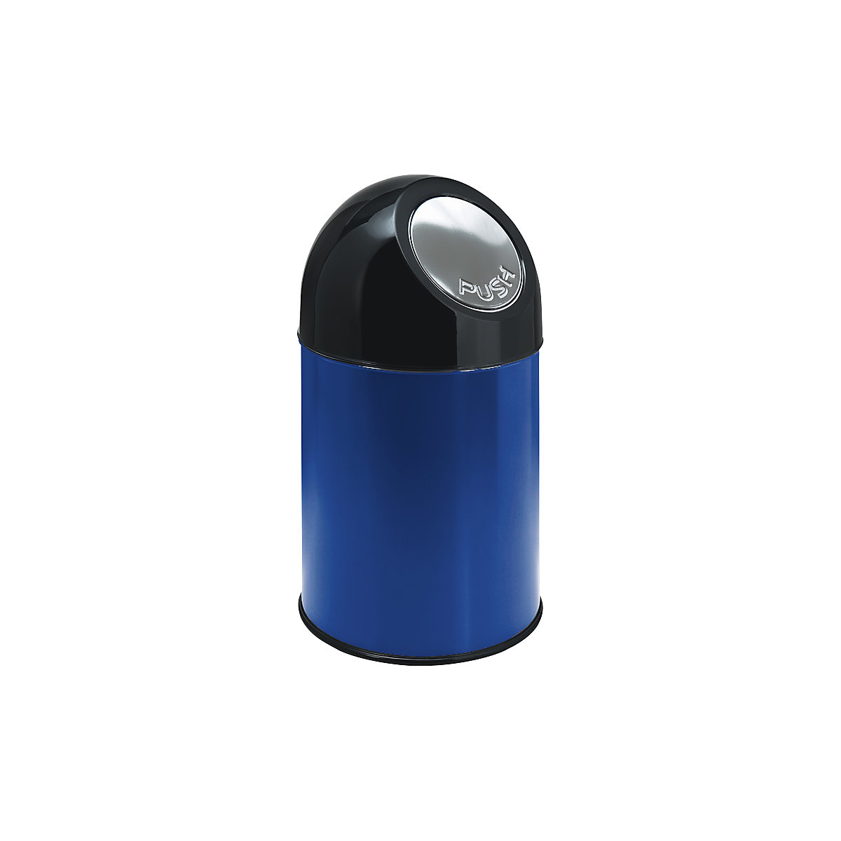 Push-Mülleimer, Volumen 30 l, verzinkter Innenbehälter, blau