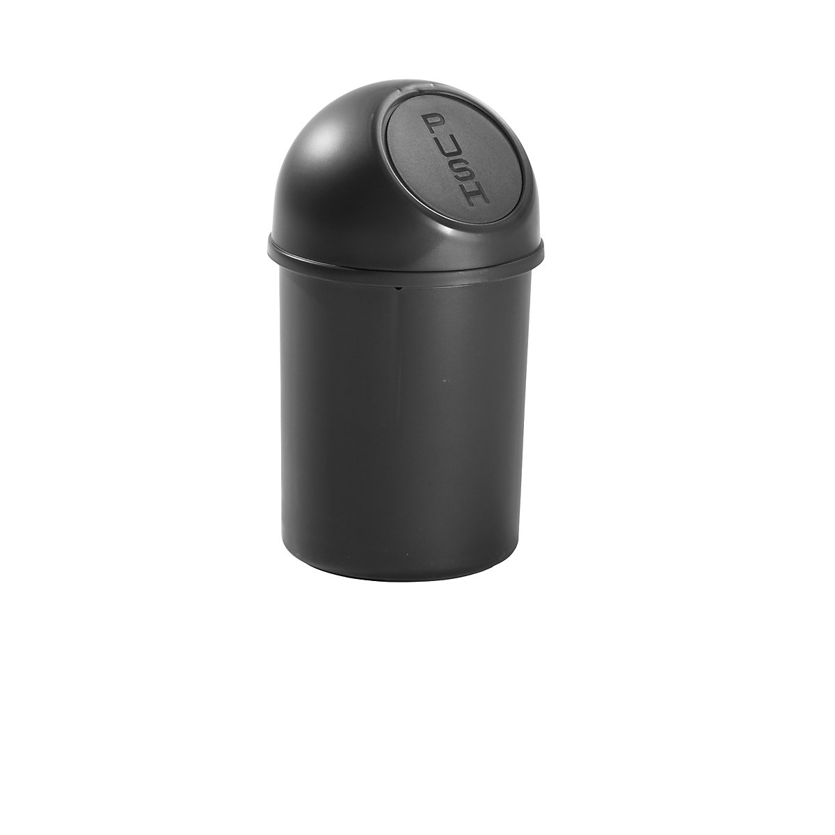 helit Push-Abfallbehälter aus Kunststoff, Volumen 6 l, HxØ 375 x 216 mm, schwarz, VE 6 Stk