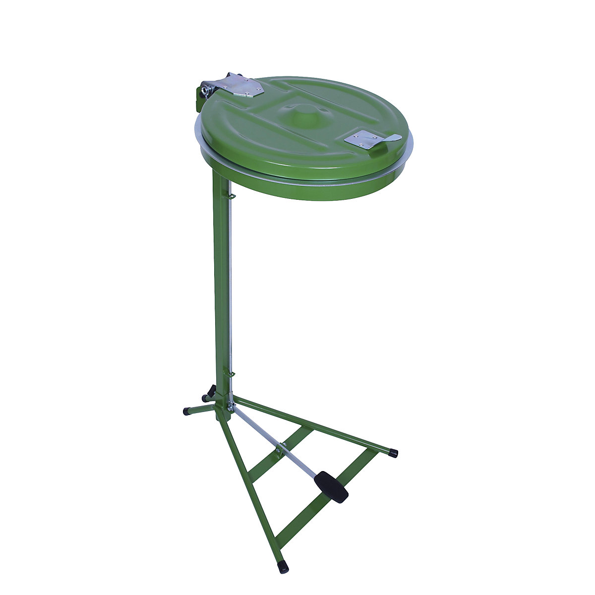 Müllsackständer, Standgestell, für Volumen 120 l, mit Pedal, grün, Stahldeckel