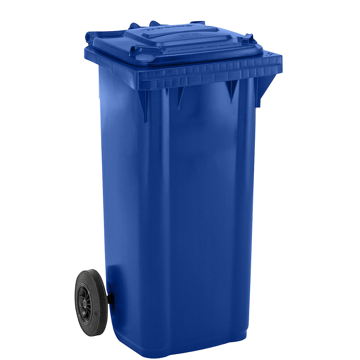 EUROKRAFTpro Mülltonne aus Kunststoff, DIN EN 840, Volumen 120 l, BxHxT 505 x 1005 x 555 mm, blau