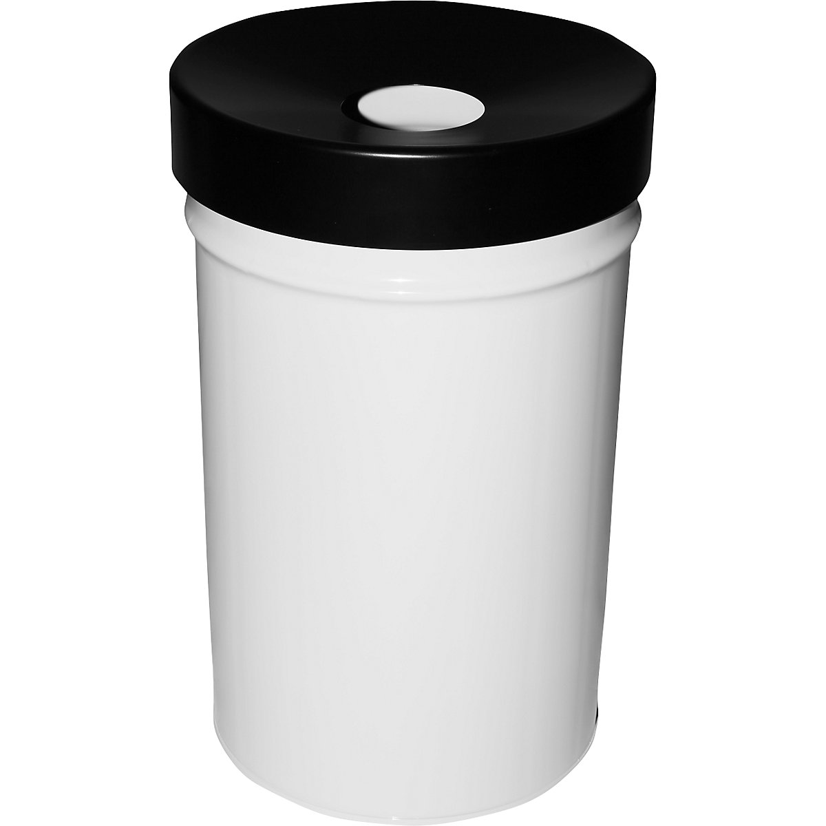 Abfallbehälter, selbstlöschend, Volumen 60 l, HxØ 630 x 392 mm, weiß