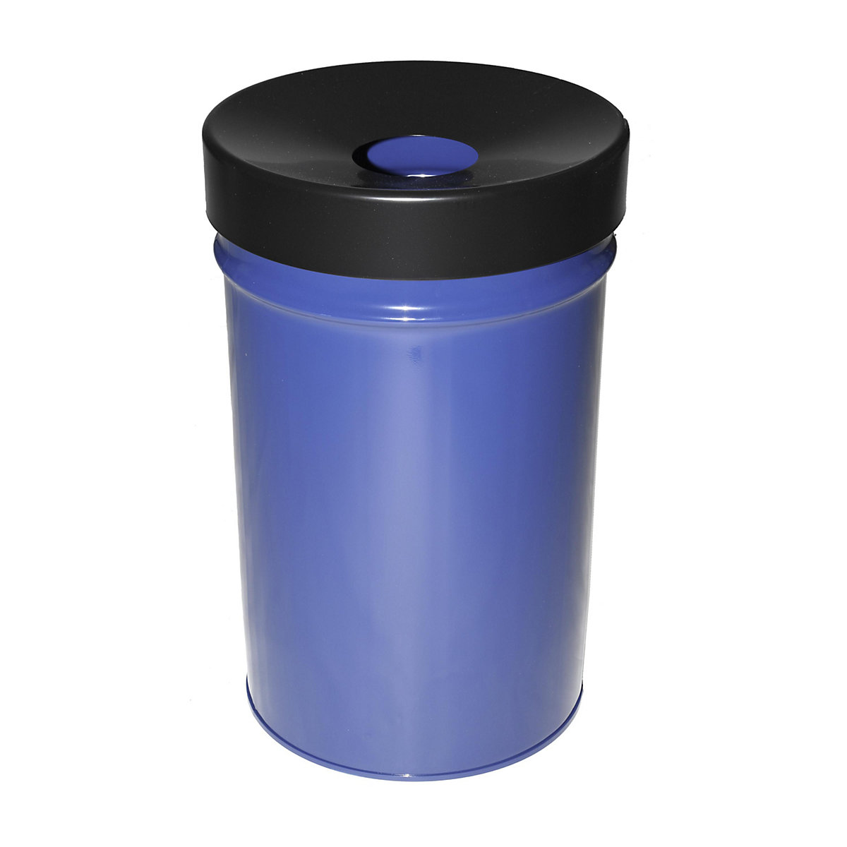 Abfallbehälter, selbstlöschend, Volumen 60 l, HxØ 630 x 392 mm, blau