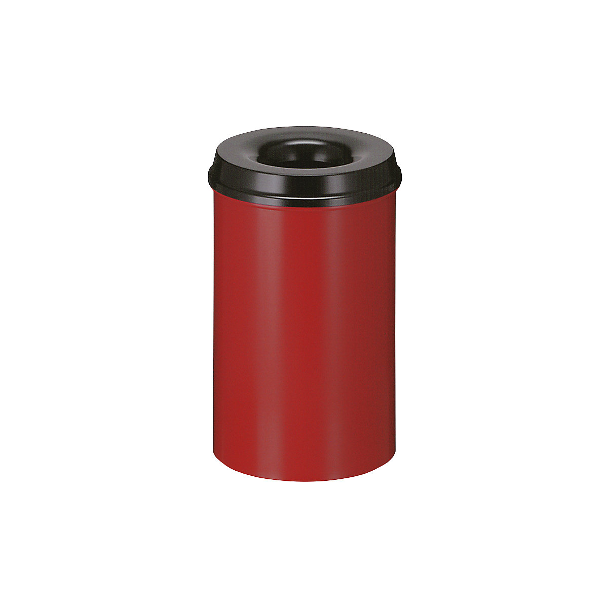 Papierkorb, selbstlöschend, Volumen 20 l, HxØ 426 x 260 mm, Korpus rot / Löschkopf schwarz