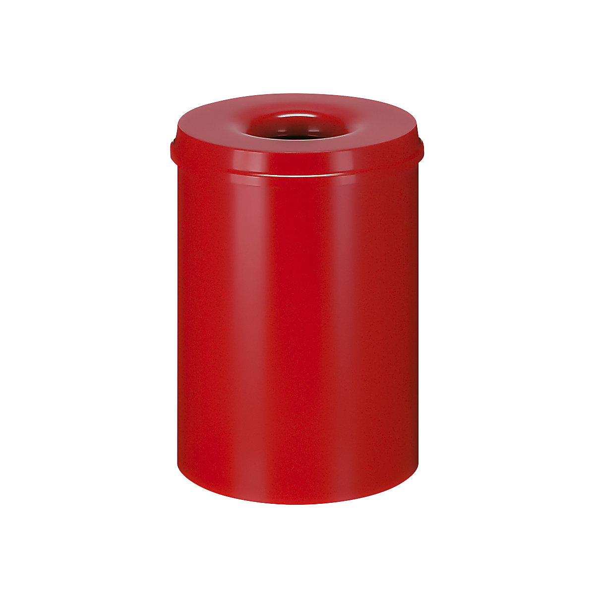 Sicherheits-Papierkorb, Stahl, selbstlöschend, Volumen 30 l, HxØ 470 x 335 mm, Korpus rot / Löschkopf rot-9