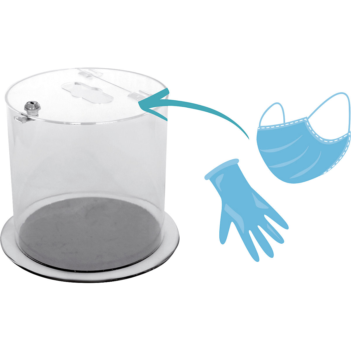 Behälter zur Sammlung von Handschuhen, Masken oder Batterien (Produktabbildung 3)