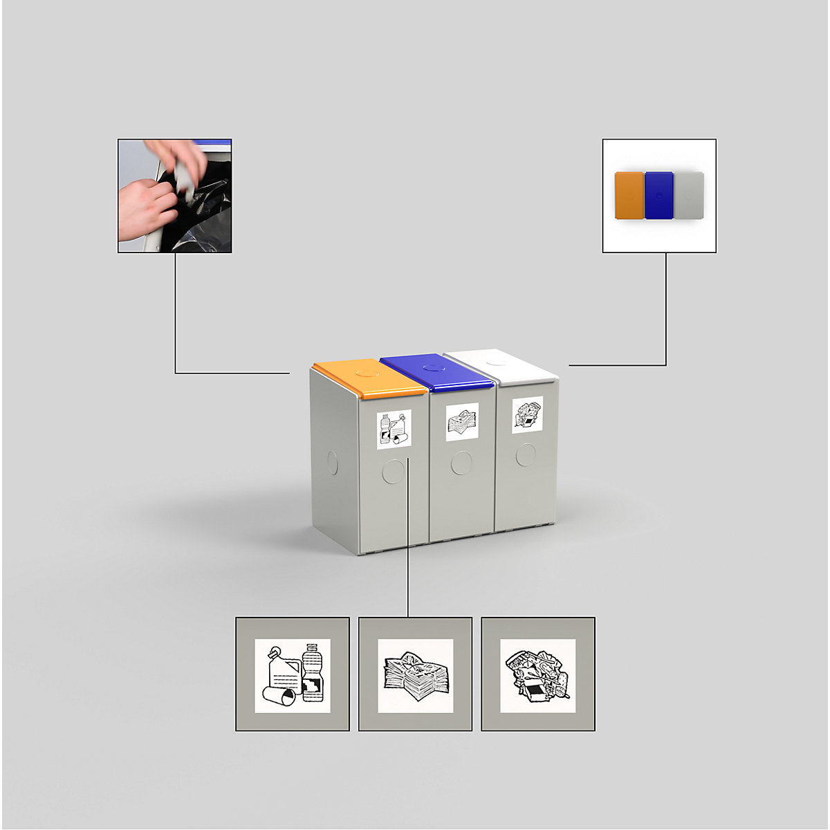 Wertstoffsammler aus Kunststoff VAR (Produktabbildung 3)-2