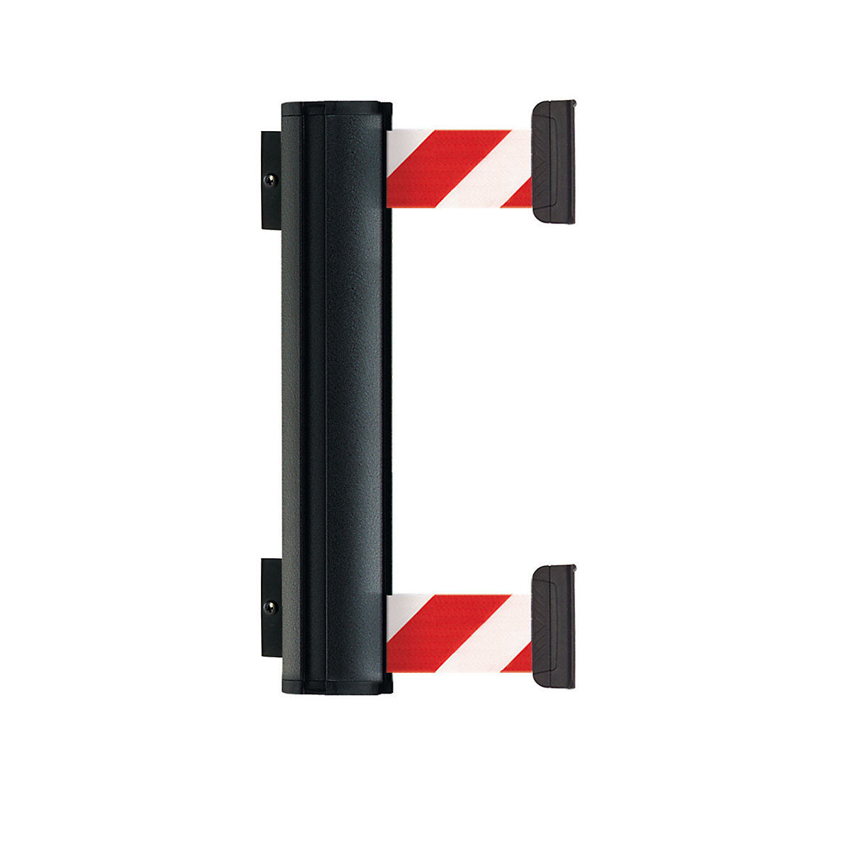 Gurtbandkassette DOUBLE aus Aluminium, Bandauszug max. 3700 mm, Gurtfarbe Rot / Weiß