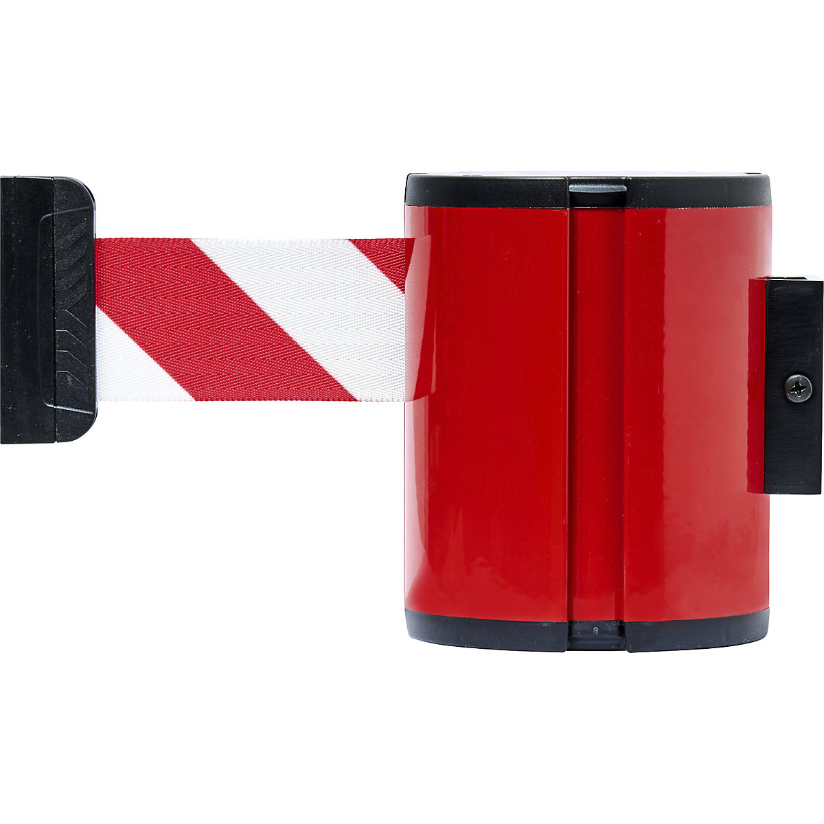 Gurtkassette aus Aluminium, Wall XXL, Gurtfarbe Rot/Weiß, Gehäusefarbe Rot