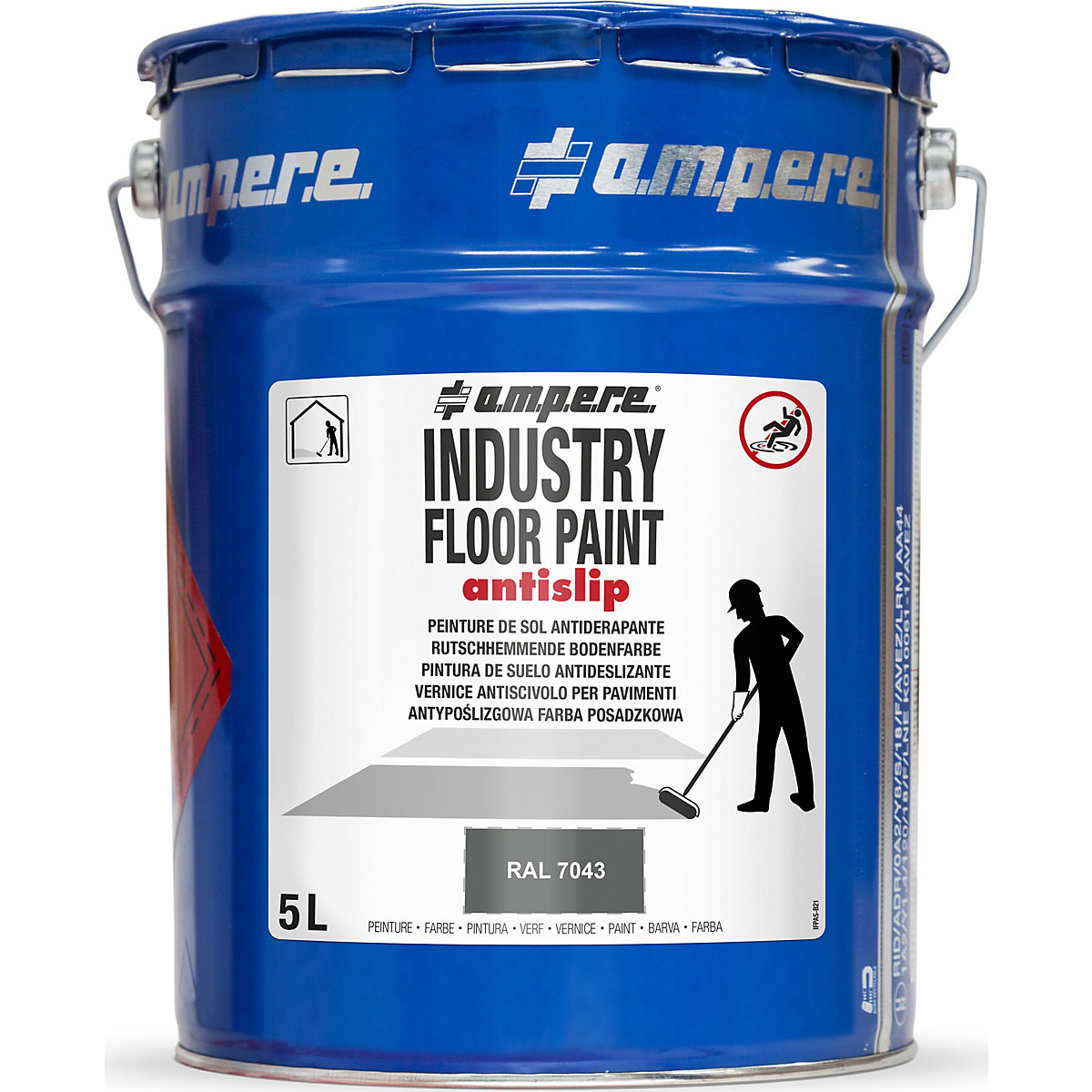 a.m.p.e.r.e Bodenmarkierungsfarbe Industry Floor Paint antislip®, Inhalt 5 l, grau