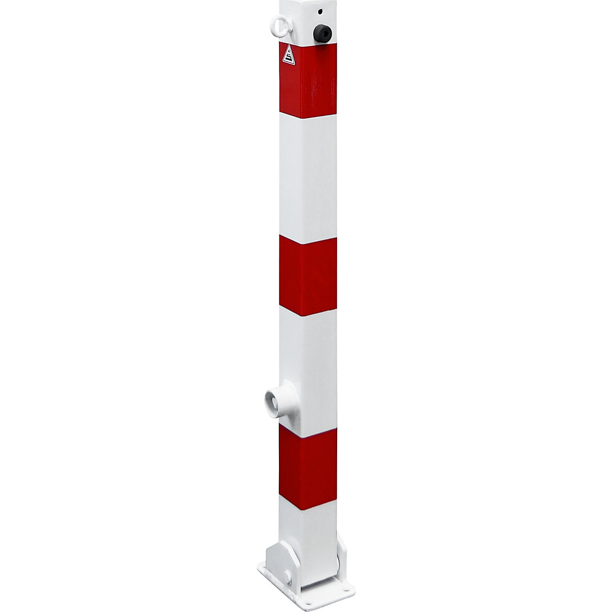 Absperrpfosten klappbar 70 x 70 mm Stahlrohr weiß rot Dreikant zum einbetonieren 
