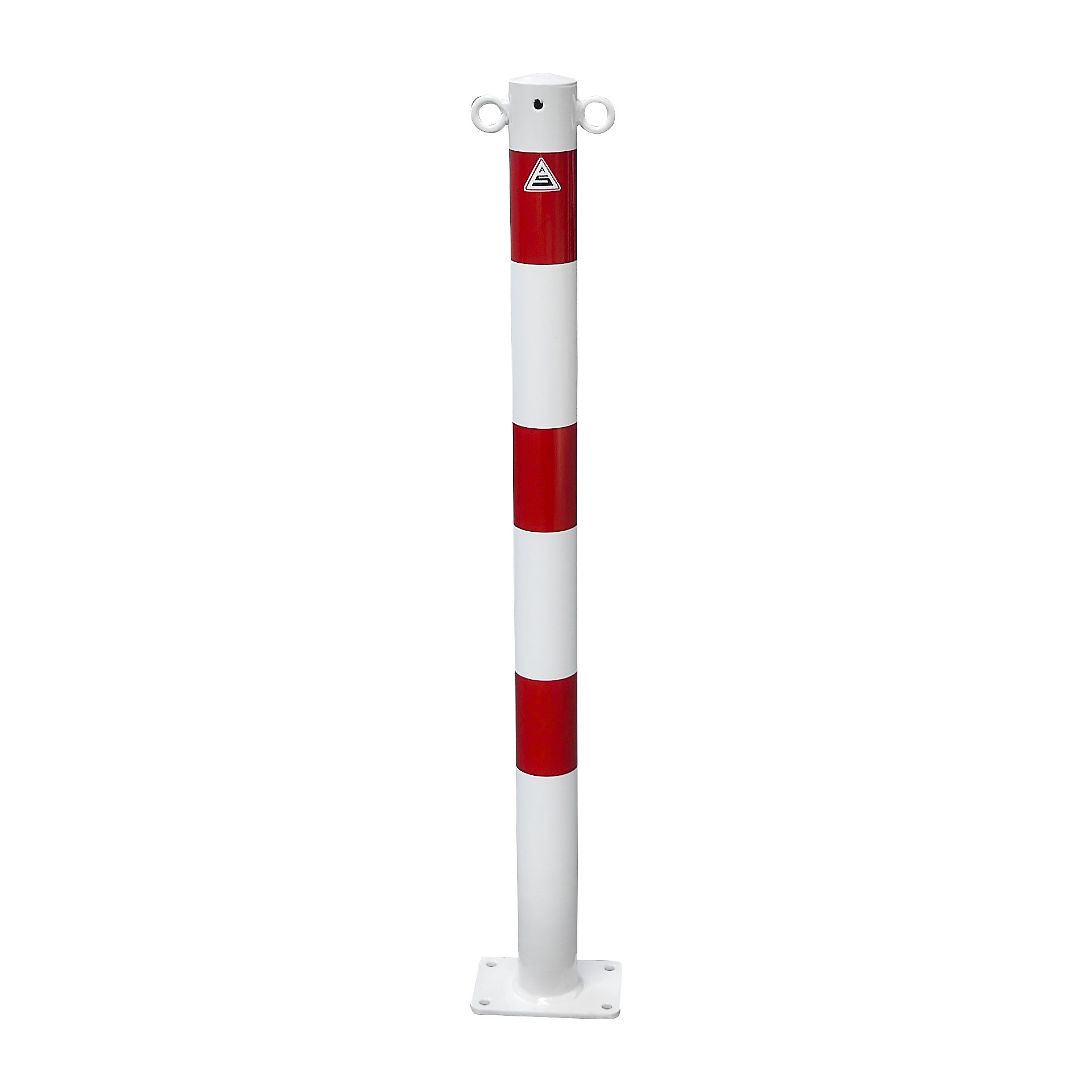 Sperrpfosten aus PPC, Höhe 1000 mm, rot/weiß, 63 mm, mit Öse