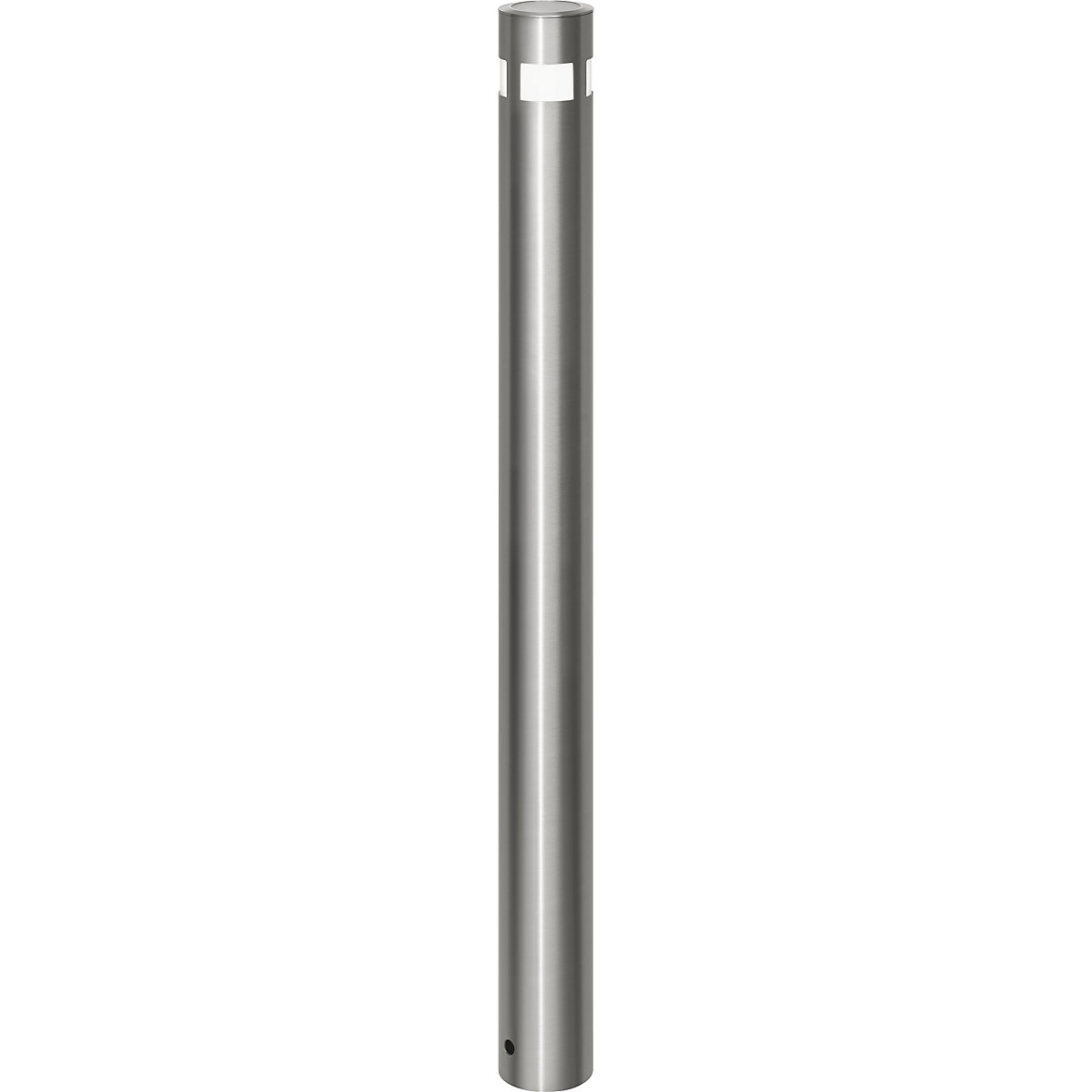Edelstahl-Sperrpfosten, Ø 102 mm, mit Solar-Leuchtkopf, zum Einbetonieren, herausnehmbar