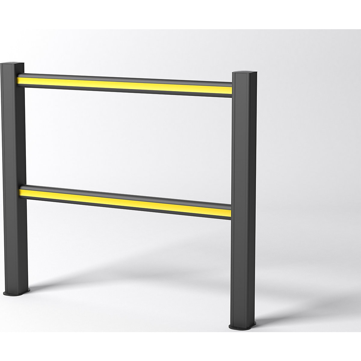 FLEX IMPACT Handlaufsystem, schwarze Pfosten – schwarz/gelbe Streben, Breite 1250 mm