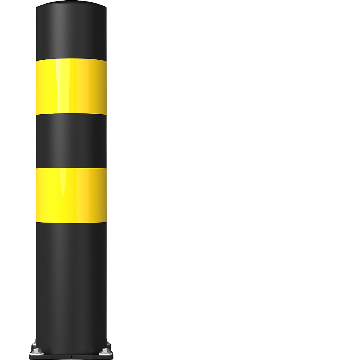 FLEX IMPACT Rammschutzpoller, Ø 200 mm, Höhe 1000 mm, schwarz, 2 Reflexionsstreifen, verzinkte Bodenplatte