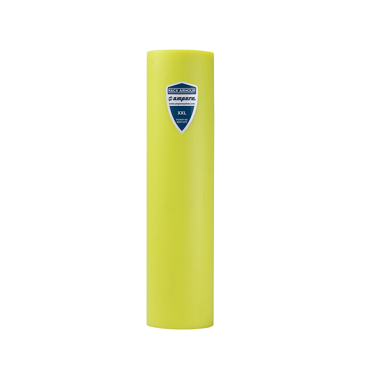 Regalanfahrschutz Ampere, aus Kunststoff, gelb, Regalständerbreite 111 – 120 mm