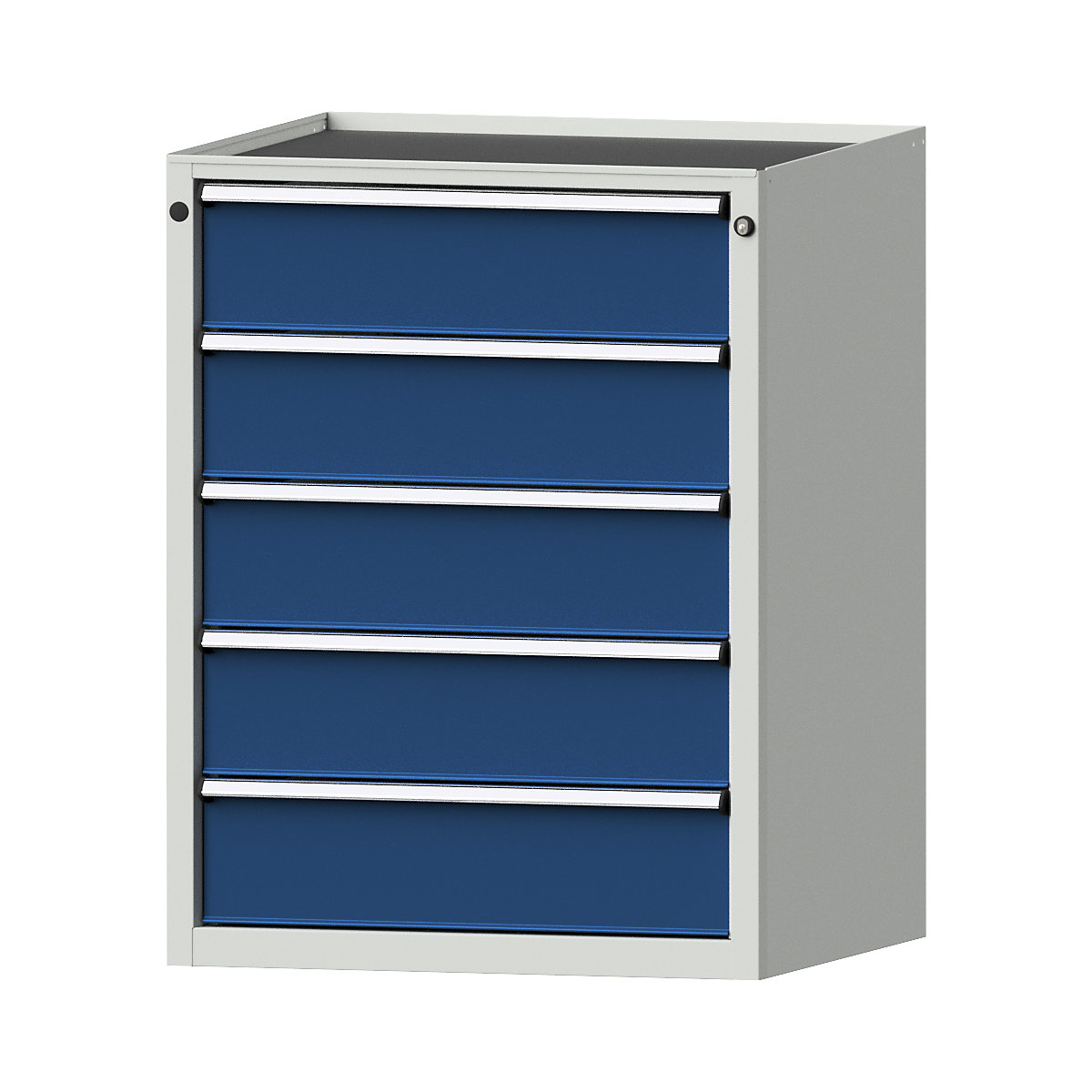 Fiókos szekrény – ANKE, szé x mé 760 x 675 mm, fiókteherbírás 200 kg, 5 fiók, magasság 980 mm, előlap enciánkék