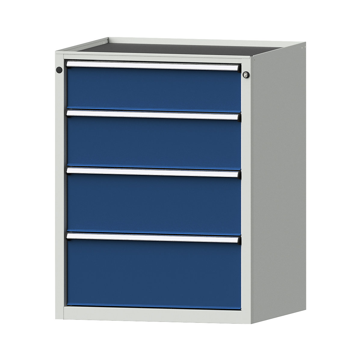 Fiókos szekrény – ANKE, szé x mé 760 x 675 mm, fiókteherbírás 200 kg, 4 fiók, magasság 980 mm, előlap enciánkék