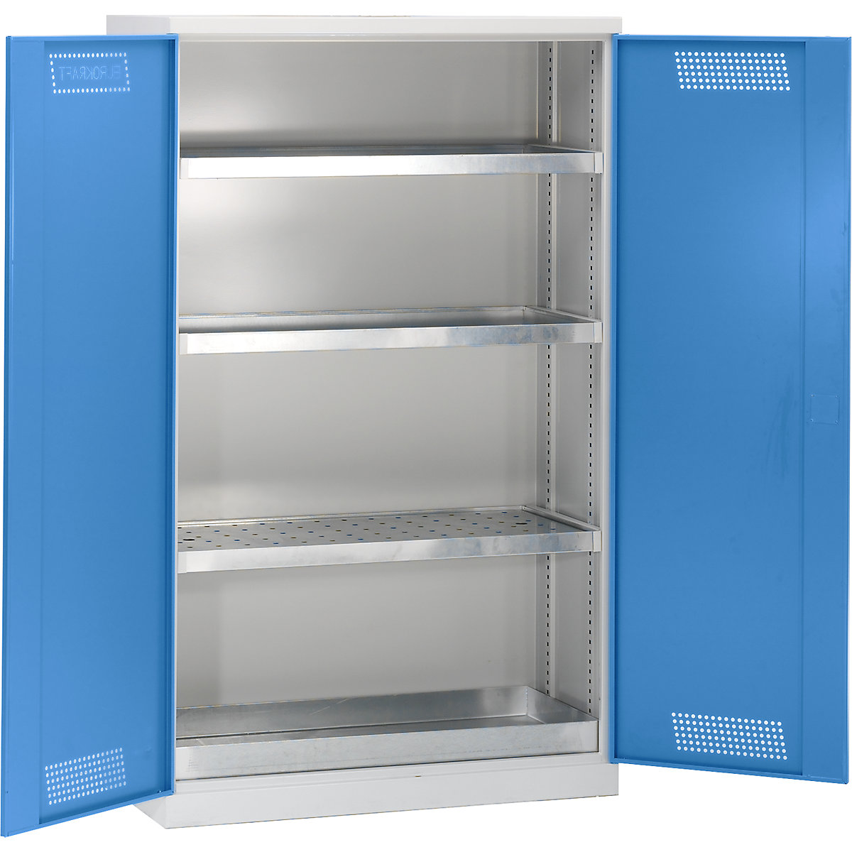 Felfogótálcás szekrény – eurokraft pro, teli lemezes ajtókkal, 3 tálcás polc, szélesség 1200 mm-4