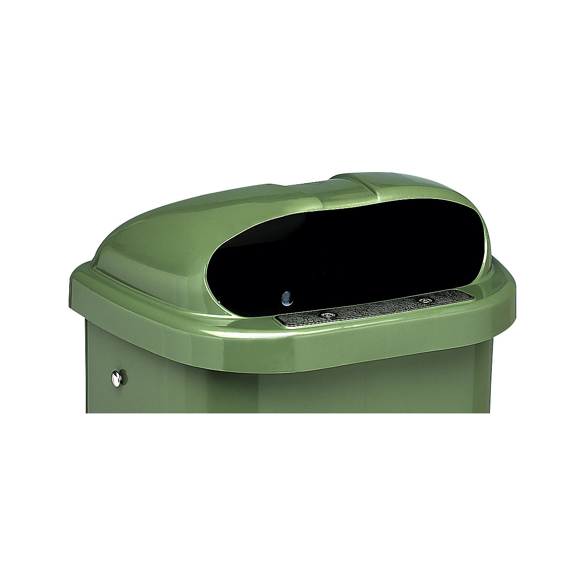 Capac de schimb pentru coșuri de gunoi standard DIN, incl. încuietoare și placă de tablă pentru stingerea țigărilor, verde-1