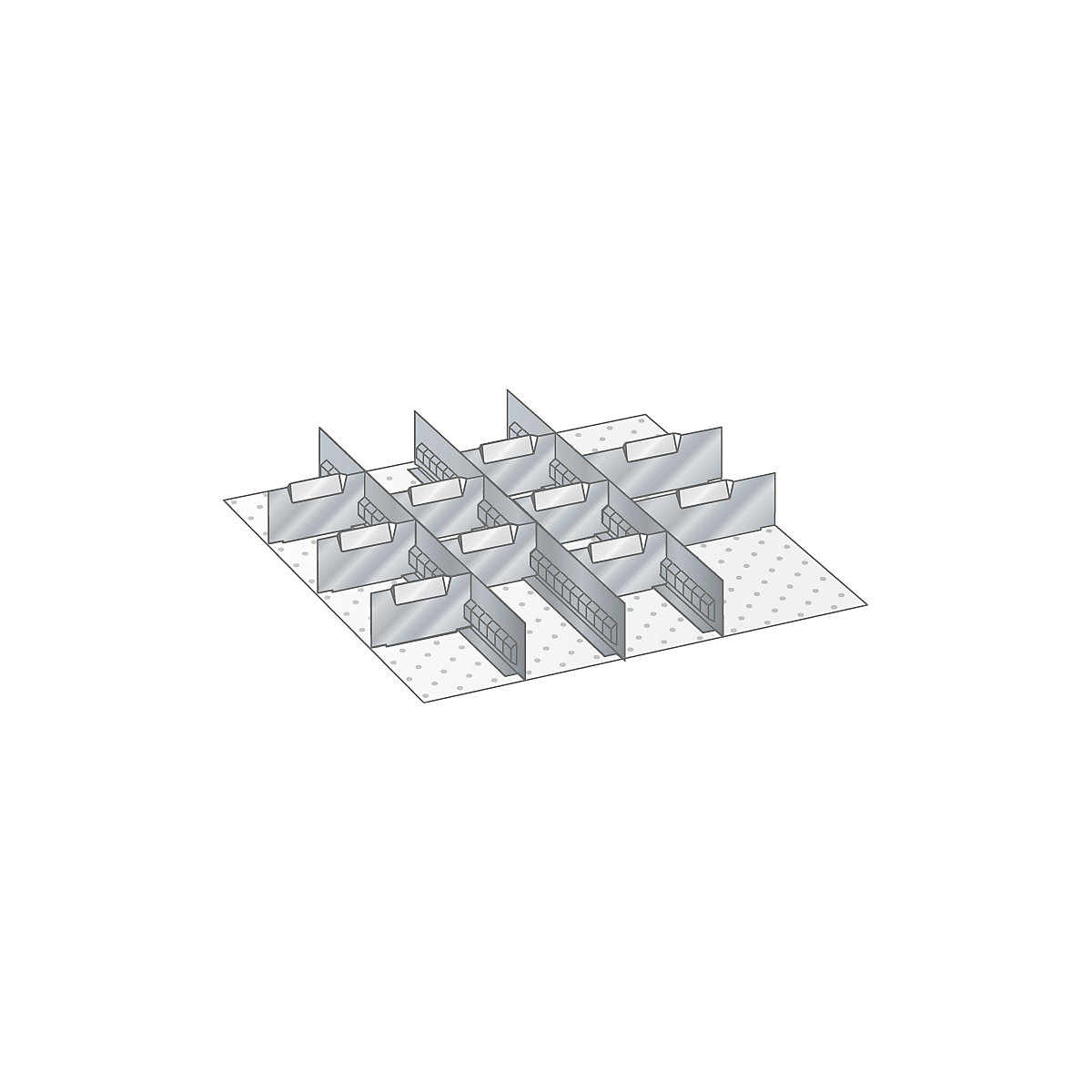 Separadores de cajones – LISTA, paredes separadoras, galvanizadas, de 13 piezas, para altura del frente de 75 mm-5